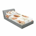 thumbnail image 3 of Seashells Bedding Set with Sheet & Covers, Marine Aquatic World Elements Seashells Pearls Crabs Wild Sea Life Image Print, Printed Bedroom Decor 2 Shams, 4 Sizes, Tan Cream, by Ambesonne, 3 of 3
