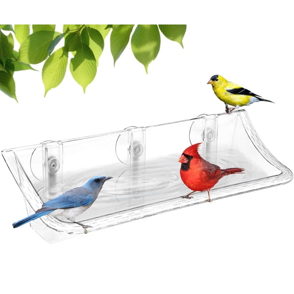 Clear Bird Bath Bird Feeder for Outside Window Glass, Transparent Birdbath with Strong Suction Cups for Viewing, Bird Watching , 1 Pack