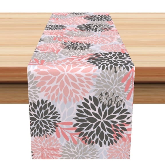 SUNOLIFE Pink Floral Table Runner Dahlia Floral Boho Kitchen Dining Table Decoration for Home Party 13 x 72 Inch