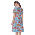 thumbnail image 2 of Bixox Robe d'Été à Manches Courtes pour Femmes Robe Ample Longueur Genou avec Poches-Flamant Rose, 2 of 7