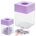 thumbnail image 2 of Magnetic Paper Clip Holder, Boxes of Paper Clip Organizer, Paper Cilp Dispenser Holder, Clear Acrylic Organizers with Magnetic for Desk Cute Office Binder Clip, Desk Supplies Holders, Light Violet, 2 of 5
