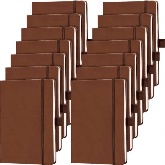 14 Pack Lined Journal Notebooks 5.5 X 8.2 Inch A5 Hardcover Notebook College Ruled Notepad With Pen Holder PU Leather Ruled Lined Journals For School Business Work Writing Brown