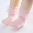 thumbnail image 2 of Esho Baby Girls Anti Slip Frilly Lace Socks, Toddler Girl Cotton Knee High Long Socks, 0-5T, 2 of 8