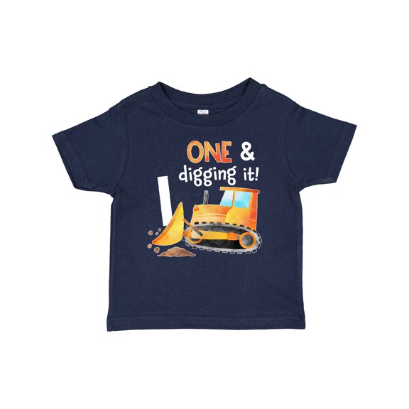 Inktastic One and Digging It Bulldozer 1st Birthday Boys or Girls Baby T-Shirt