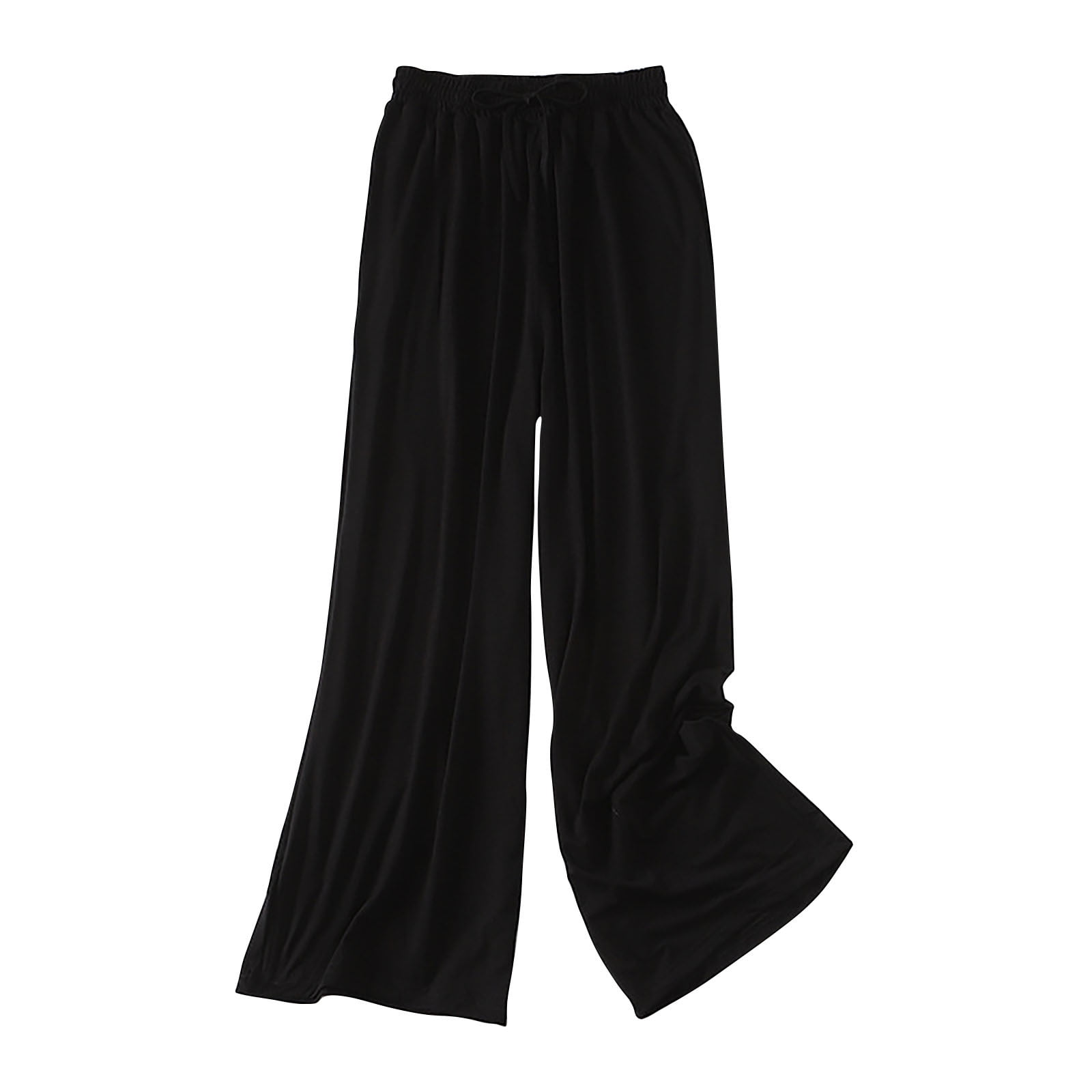 Pantalon Femme Rayé Jambe Large - Taille Basse Élastique Avec Cordon - Style Pyjama Décontracté