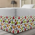 thumbnail image 1 of Fruits Bed Skirt, Grapes Kiwi Orange Lemon Pear Watermelon Slice Strawberry Tasty Theme Print, Elastic Bedskirt Dust Ruffle Wrap Around for Bedding Decor, 4 Sizes, White Multicolor, by Ambesonne, 1 of 2
