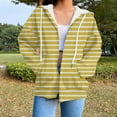 thumbnail image 3 of Scyoekwg Fall Jackets for Women Hooded Loose Zippered Drawstring Coats Sweatshirts Lightweight Long Sleeve Fall Coats Casual Trendy Striped Printed Jacket(Yellow,S), 3 of 6