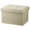 thumbnail image 1 of Linmagco Taburete Otomano De Almacenamiento Pequeño, Taburete Para Reposapiés Debajo Del Escritorio, Taburete Corto Otomano Plegable, Tela De Lino Beigh 16.0 X 12.0 X 12.0 In, 1 of 5