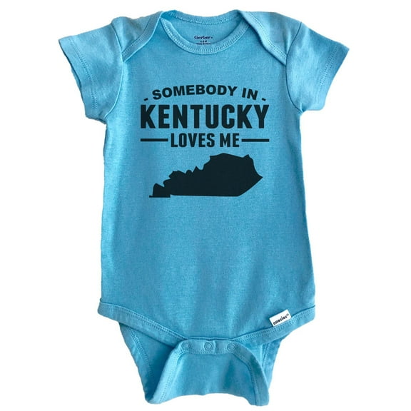 Somebody In Kentucky Loves Me Baby Bodysuit - Kentucky Baby Bodysuit (Blue), 0-3 Months
