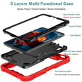 thumbnail image 3 of ELEHOLD for iPad 10.9 Inch 2022 Release iPad Rugged Case, Heavy Duty Shockproof 3-Layer Multi-Functional Hard Plastic＋PC Inner＋Soft Silicone Frame Case with Built-in Kicsktand Pen Holder,Red, 3 of 8