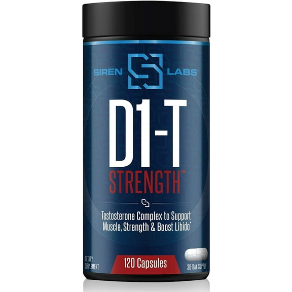 Siren Labs D1-T Strength Testosterone Booster for Men Mass Gainer with D-Aspartic Acid - Monster Muscle Mass-Building - Test Booster Suppression of Estrogen Anabolic Muscle Growth (120 Capsules)