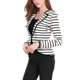 thumbnail image 3 of Chaqueta tipo blazer de rayas ligeras con decoración de botones de solapa con muesca para mujer Blanco negro M, 3 of 6