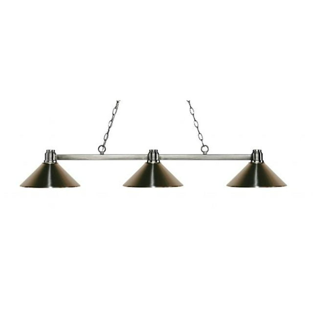 3 Light Island, Billiard Light With Brushed Nickel Metal Shades