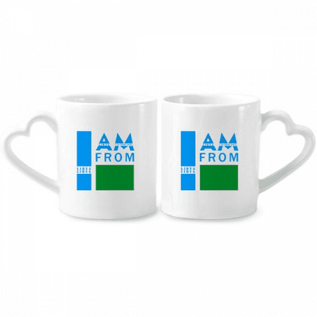 

I Am From Libya Art Deco Fashion Couple Porcelain Mug Set Cerac Lover Cup Heart Handle