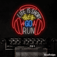 thumbnail image 2 of Craftnamesign Life Is Short Let's Go Run Neon Sign, Headphone Shop Decor, 2 of 4