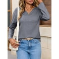 thumbnail image 2 of Womens Long Sleeve T-Shirts Casual V Neck Loose Fit Shirts 2025 Fall Lightweight Basic Tees, 2 of 6