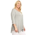 thumbnail image 2 of Women's Plus size Knit Asymmetrical 3/4 Sleeve V-Neck Tunic Tops, 2 of 5