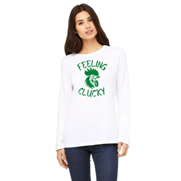 St Patricks Day Feeling Clucky Womens Long Sleeve T Shirt