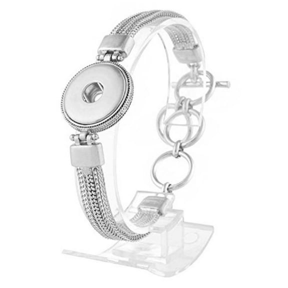 Snap Jewelry Silver Toggle 9 inch Bracelet, Fits 18MM 20MM Ginger Charm Buttons