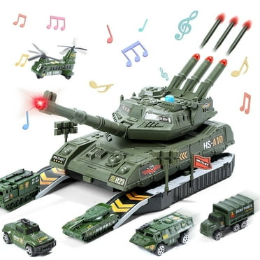 JoyStone Tank Toys for Boys, Army Toys Tank with 6PCS Alloy Die-Cast Army Vehicles with Light & Sound, Kids Military Tank  for 3-8 Year Old Kids Gifts