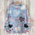 thumbnail image 2 of Nokdvo Womens Sweatshirts Sherpa Valentine Heart Crew Nneck Tops Fall Winter Casual Knit Loose Fit Pullover Sweatshirts,Light Blue XL, 2 of 4