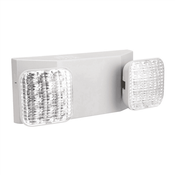 Commercial Emergency Light, White Emergency Light Fixture with 2 LED Square Heads Adjustable Exit Lighting