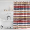 thumbnail image 4 of Red Nordic Style Stripes Waterproof Fabric Shower Curtain, Red Grey Texture Waterproof Fabric Shower Curtain for Bathroom Curtains Bathtubs Hotel Washable Shower Curtains with 12 Hooks Standard 66x72, 4 of 8
