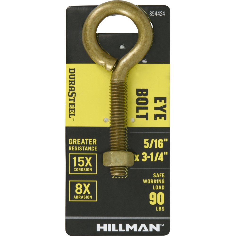 Hillman Durasteel Eye Bolts with Nuts Gold (5/16" x 31/4") Walmart