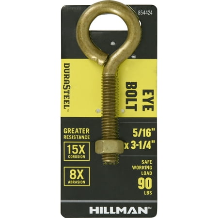 Hillman Durasteel Eye Bolts with Nuts Gold (5/16" x 3-1/4")