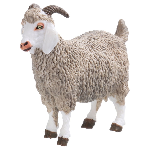 1 modelo de animal salvaje simulado, oveja sólida y vívida, adorno de cabra de angora artificial, decoración de granja avícola para niños (gris claro)