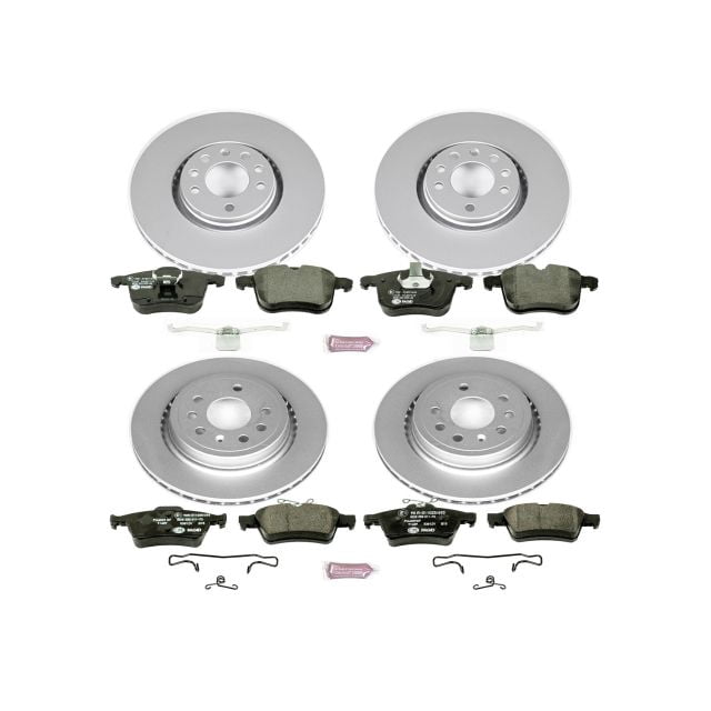 Power Stop Front and Rear Euro-Stop ECE-R90 Certified Brake Pad and Rotor Kit ESK5348