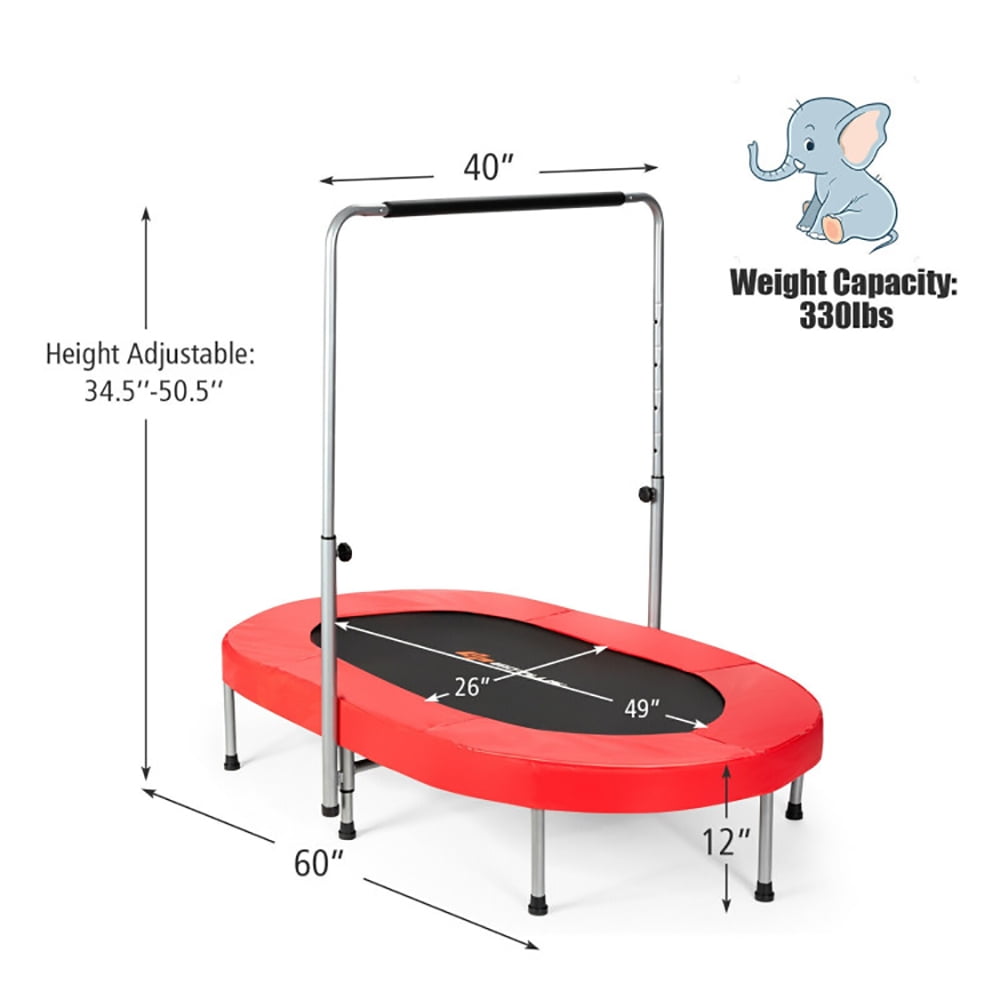 Aimee Lii 2-Person Foldable Mini Kids Fitness Rebounder Trampoline, Outdoor Kids Trampoline, Red