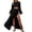 Black, variant on GJSYRH Women's Summer Linen Sets 2 Piece Outfits Long Sleeve Crop Tops and High Waist Slit Maxi Skirts