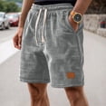 thumbnail image 2 of XIAONU Men's Waffle Knit Lounge Shorts Drawstring High Waist Knee-Length Shorts Soft Casual Daily Wear Shorts, 2 of 5