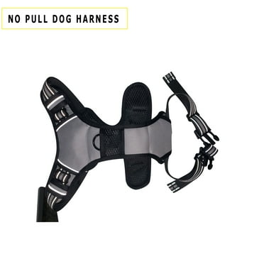 No Pull Dog Harness - Xl Size | Reflective Nylon Adjustable Grey Harness for Pet | GOLDENROW