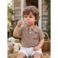 thumbnail image 5 of BemeyourBBs Western Country Baby Boy Clothes Toddler Baby Boys Cowboy Outfit New to Here Shirt Boots Embroidery Summer Short Sleeve Waffled Striped Collar Half Button Causal Shirts Tops, 5 of 9