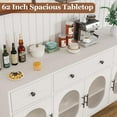 thumbnail image 4 of AKDSteel 62'' Buffet Cabinet with Storage,Large Sideboard Cabinet,Coffee Bar Cabinet with 3 Drawers and 4 Fluted Glass Doors for Home,Kitchen,Dining Room, 4 of 9
