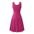 thumbnail image 2 of Innerwin Robe d'Été de Plage à Col Rond pour Femmes, Robe Midi de Fête, Couleur Unie, Longue, Rouge Prune m, 2 of 3