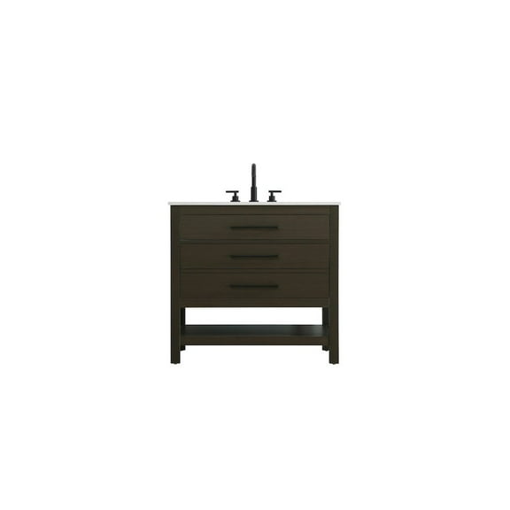 Elegant Kitchen and Bath 36 inch Single Bathroom Vanity in Mocha Brown