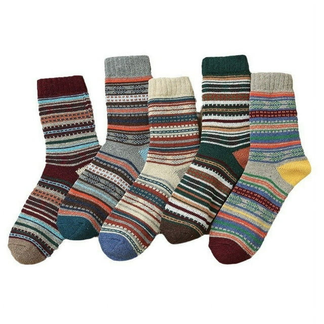 Calcetines térmicos para hombre, 5 pares de calcetines gruesos y cálidos de invierno, de lana transpirable, talla 37-44