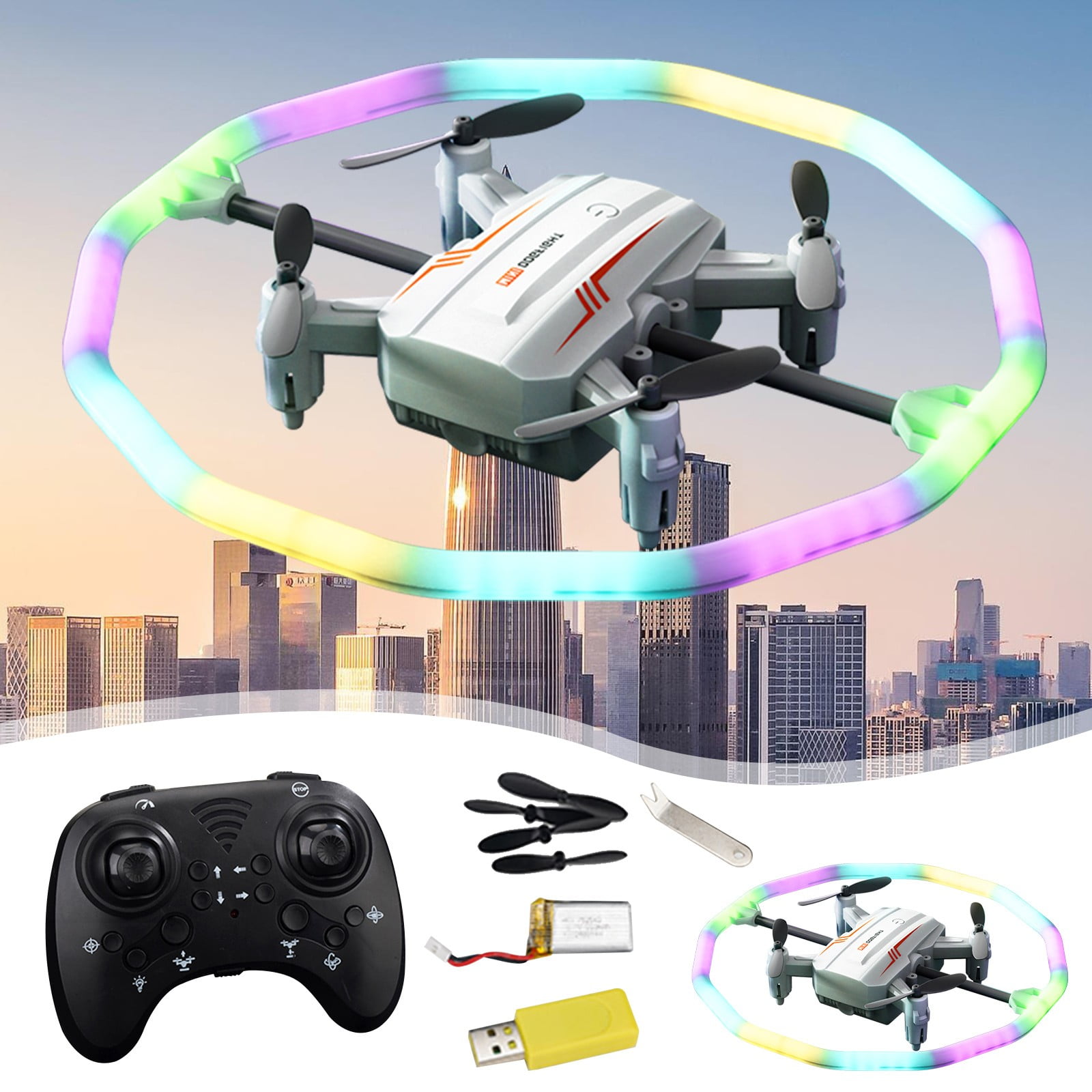 Kyusrd T39 UAV Model Aircraft Toy Aircraft Stunt With Bright Lights Rolling Rotation Intelligent Pressure Height Remote Control Aircraft