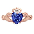 thumbnail image 4 of 1.06 ct Heart Cut Simulated Tanzanite Claddagh 14K Rose Gold Womens Engagement Ring, 4 of 5