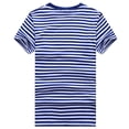 thumbnail image 4 of Men T-shirts Blue and White Striped Short-sleeved Sports O-Neck Casual Navy Tops, 4 of 7
