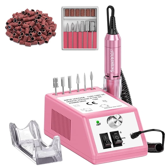 Professional Electric Nail Drill 20000RPM - Nail File Drill Kit for Acrylic & Gel Polish - Manicure Pedicure Drill with 6 Bits & 100 Bands - Low Noise Nail Drill Machine for Salon & Home
