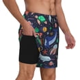 thumbnail image 3 of Picia The Underwater World pattern Mens Swim Trunks with Compression Liner Stretch Beach Shorts Quick Dry with Zipper Pockets No-Chafing Board Shorts-Medium, 3 of 9
