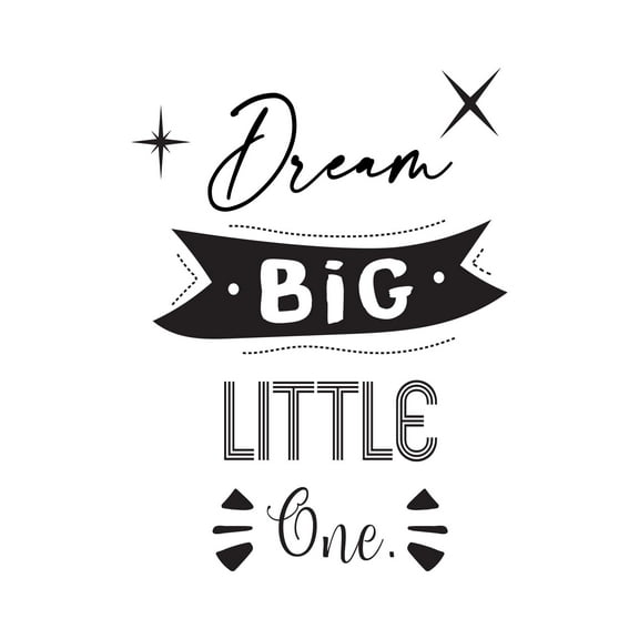 Dream Big Little One Cute Children Motivational Quotes Vinyl Decal Wall Art Sticker Designs Vinyl Stickers For Home House Walls Rooms Windows Bedroom Decoration Size (20x20 inch)