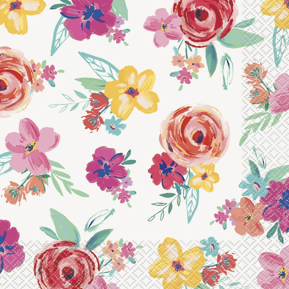 Pioneer Woman Floral Pink Paper Luncheon Napkins, 6.5in, 24ct Walmart