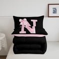 thumbnail image 4 of Manfei Personalized Initial N Bedding Comforter Set for Girls, Pink Bow Tie Twin Comforter Sets, Watercolor Monogrammed Bedding Set, Breathable Room Decor, Reversible 2pcs, 4 of 6