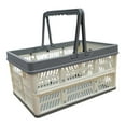 thumbnail image 1 of Ximing Foldable Shopping Basket Portable Grocery Basket Picnic Basket Market Grocery Supplies Reusable Retail Store Use Store Basket Gray White, 1 of 9