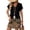 Black, variant on Women's Summer Dress, V-Neck Cuffed Sleeve Artistic Patterned Sundress with Pockets, Retro Floral & Plaid Vacation Outfits, Plus Size Friendly Tunic Dress (Light Brown M)